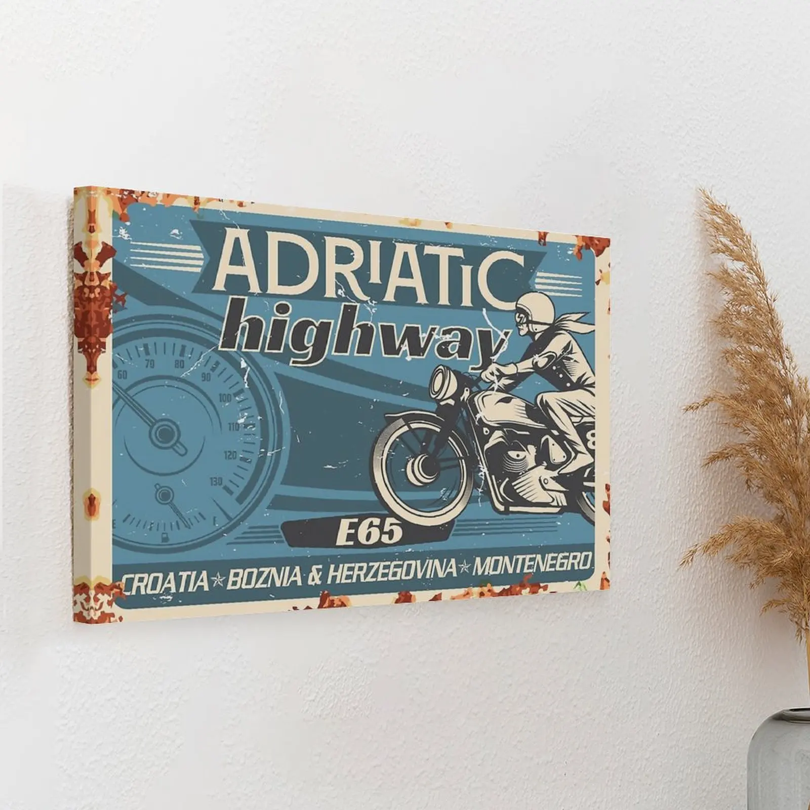 أدرياتيك الطريق السريع كرواتيا البوسنة الجبل الأسود دراجة نارية قماش اللوحة الديكور نادي جدار ديكور المرآب مؤطرة لوحات الحائط #4
