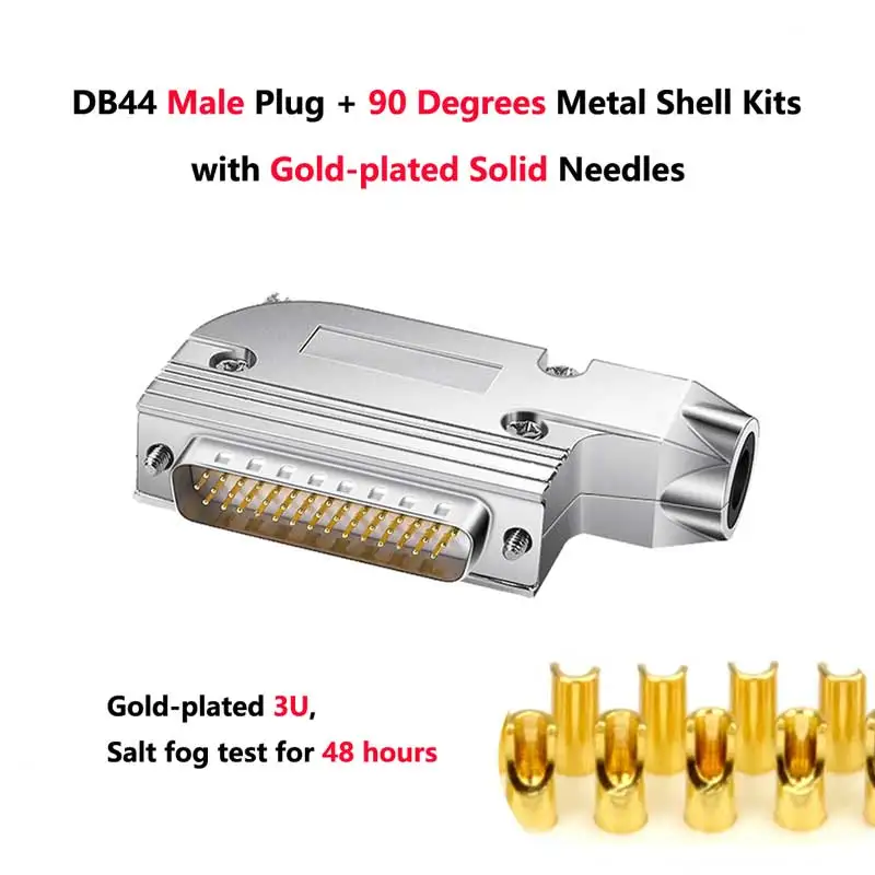 

DB44 Welding Head Male Plug / Female Socket 90 Degrees Metal Shell Kit 3 Rows 44 Pin Serial Port Connector Socket D-SUB Adapters