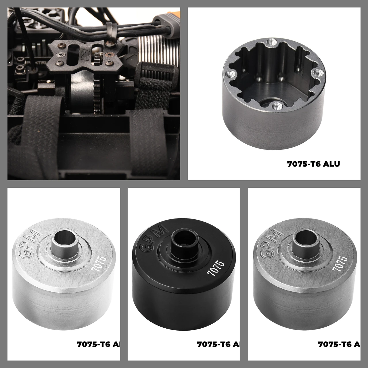 

GPM 7075 Alloy F/C/R Diff Case LOSI 1/8 8IGHT-XE 8IGHT-XTE 1/6 8IGHT-X Lasernut