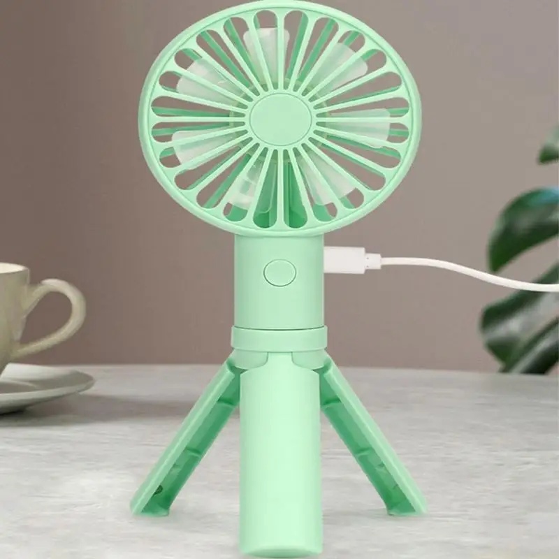 D0AB Miniature Handheld Fan With USB Charging 3 Wind Modes And Tripod Stand Cooling Device Perfect For Travel Work Study