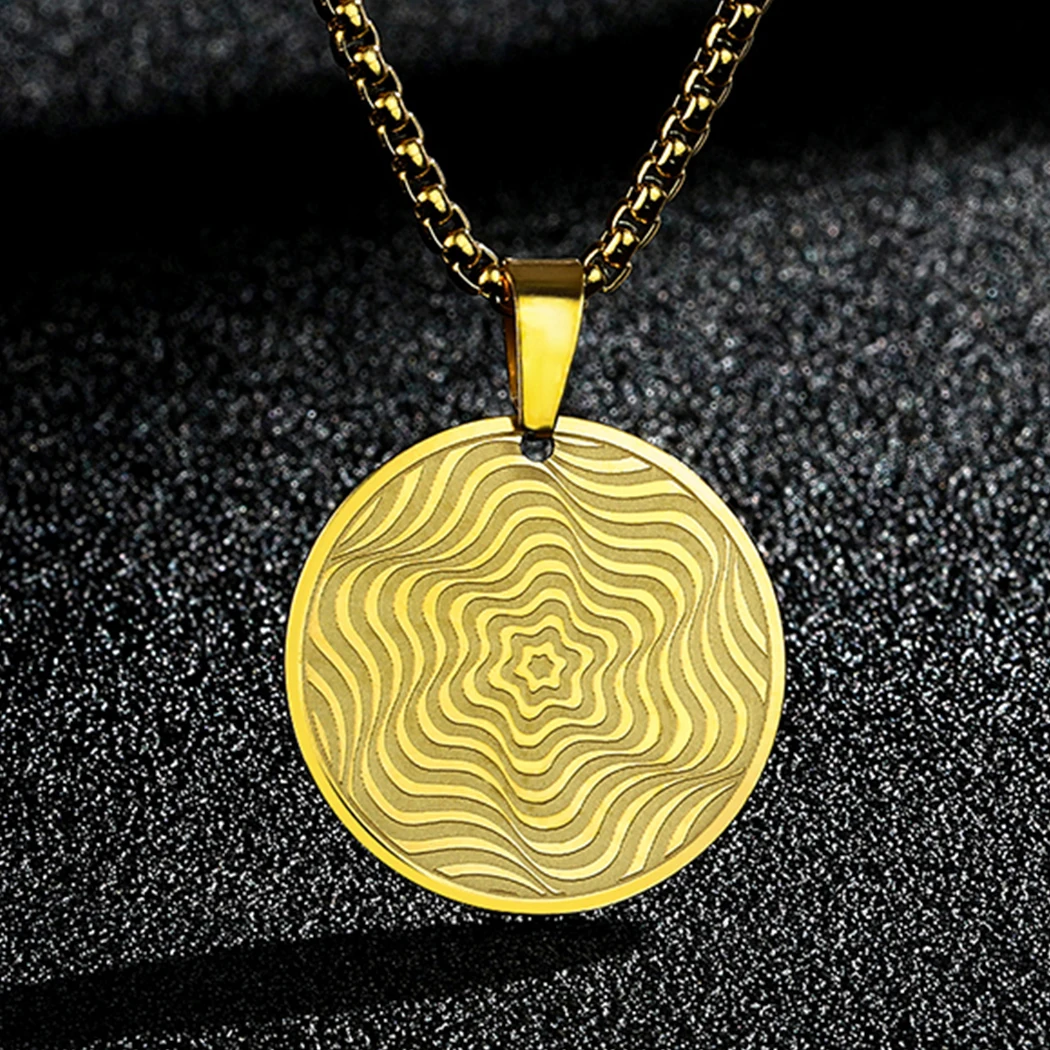 CHENGXUN Classy Star Opart Pendant Necklace for Women Men Round Eternal Friendship Charm Neck Chain Amulet Talisman Jewelry