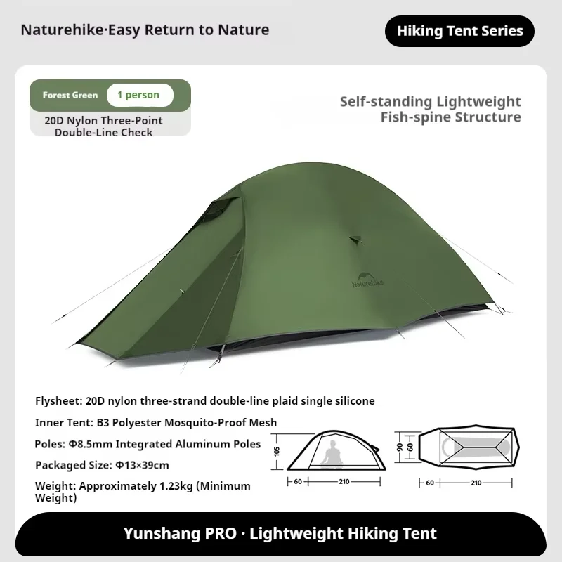 Naturehike Cloud Up PRO Camping 1/2/3 personen 3-seizoenentent 20D ultralichte draagbare outdoor reistent