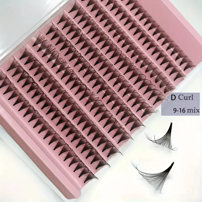 200Pcs Premade Fans Eyelash Extensions, C/D Curling, 9-16mm Lengths for Dramatic Volume & Charming Eye Makeup, Low Allergenic