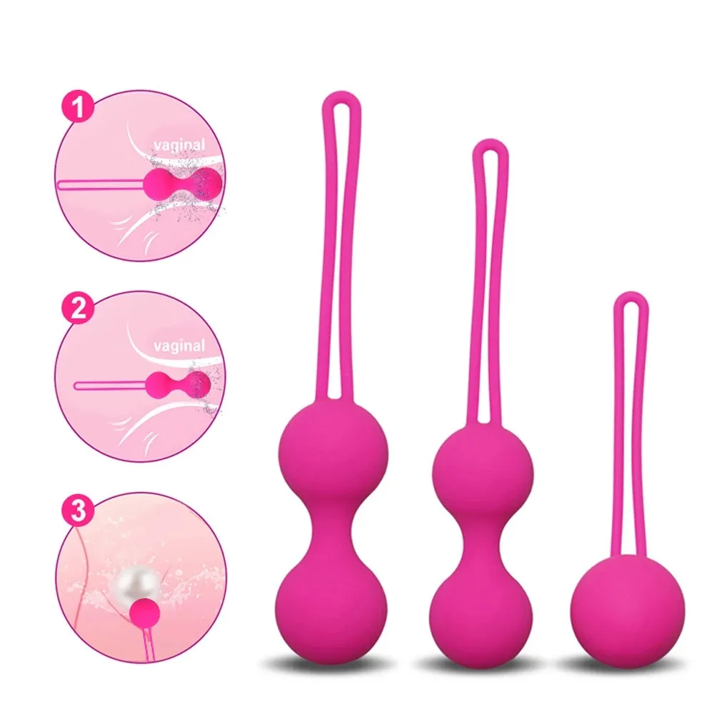 3pcs Silicone Vaginal Kegel Ball Sex Toys for Woman Puss Tightening Massager Balls Exercise Machine Geisha Anal Ball Adult Games