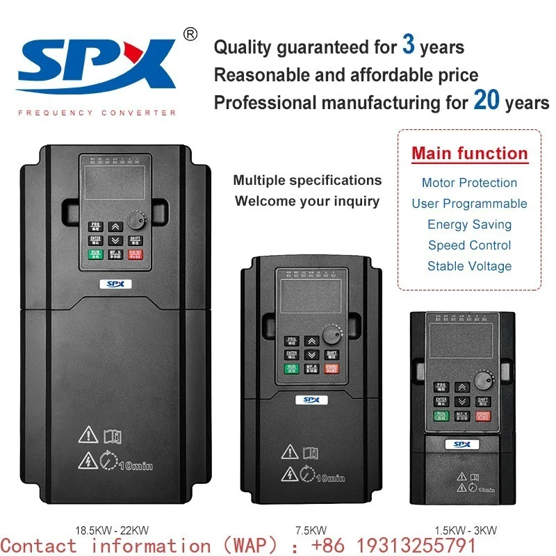 5.5Kw Three-Phase AC VFD Drive Frequency Converter 50Hz 60Hz 380V Nominal 220V Rated 30Kw 37Kw 4Kw 22Kw Compressor Variable