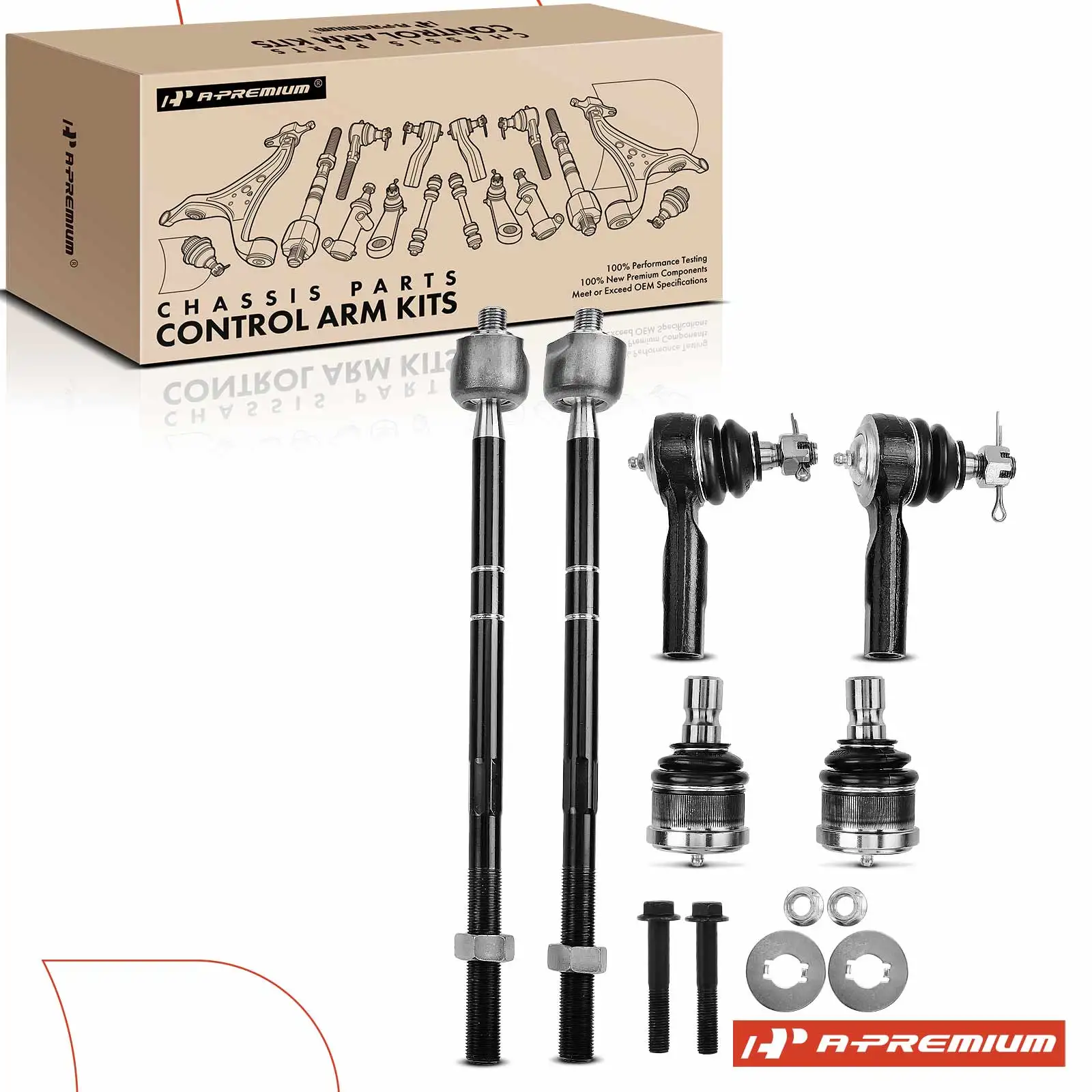 A-Premium 6x Front Inner & Outer Tie Rod End & Ball Joint for Ford Escape 2001-2007 Mazda Tribute 2001-2006 Mercury Mariner