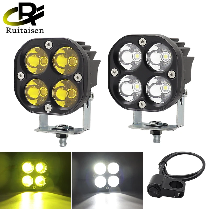 RU Stock-3Inch 40W LED Work Light 12V 24V Yellow Fog Lamp 4x4 Off Road Motorcycle Tractors Driving Lights White Square Spotlight