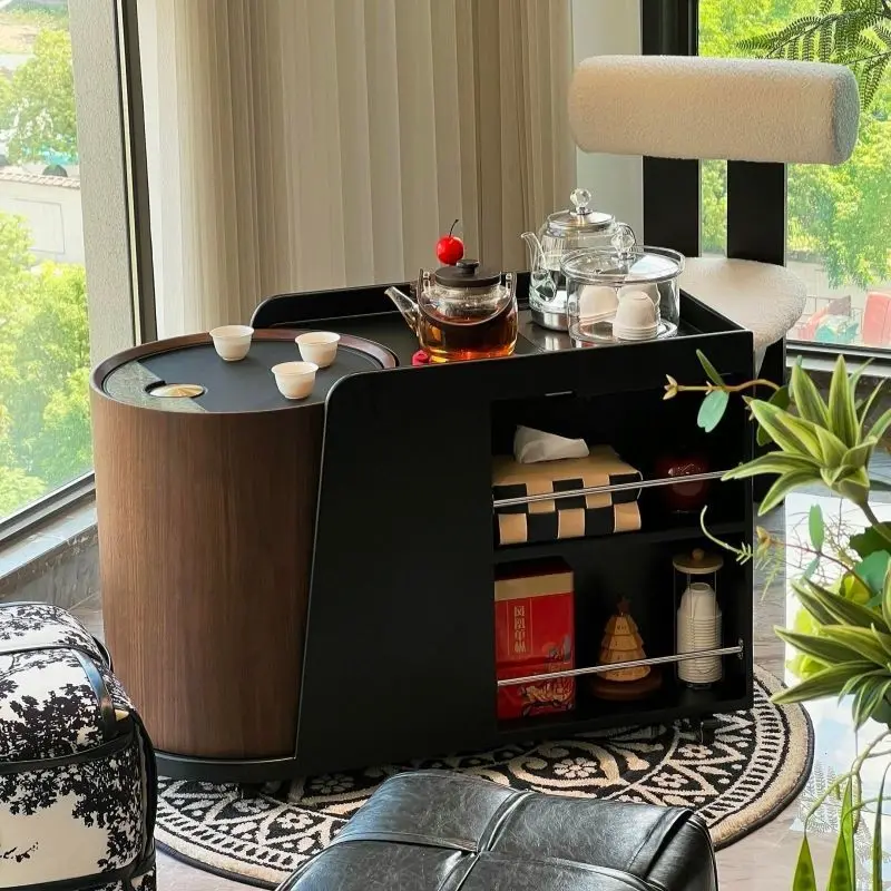 Movable tea table Italian minimalist solid wood tea table simple side table sofa side cabinet living room coffee table balcony