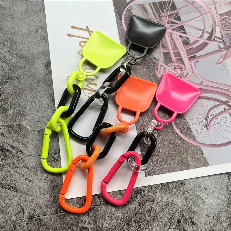 Keychain Lanyard Metal Key Chain Accessories Contrasting Color Landyard Kawaii Pendant Bag Decoration Premium Luggage Jewelry