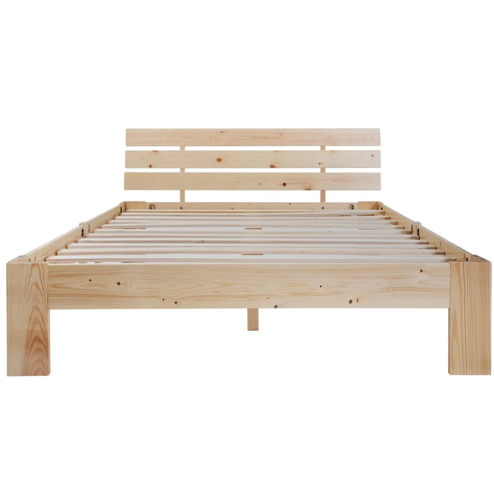Holzbett, Doppelbett mit Kopfteil des Bettrahmens mit Schieferrost, 200 x 140 cm, Massivholz-Doppelbett, kann als Bett aus Kiefernholz verwendet werden – Detail 8