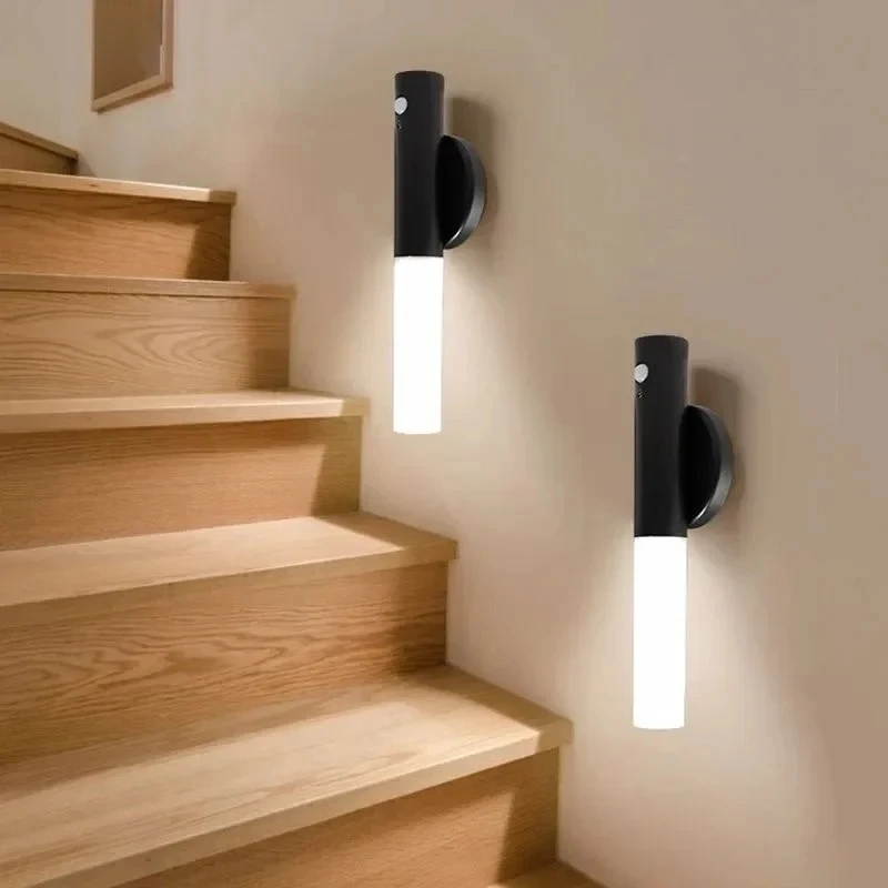 

Ночник с датчиком движения, магнитный настенный светильник, светодиодный светильник с зарядкой через USB, подходит для коридоров и лестниц