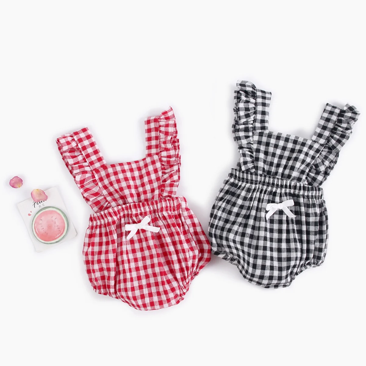 Sanlutoz Cotton Summer Cute Baby Girls Clothing Onesies Casual Princess Toddler Plaid Bodysuits Infants Fashion