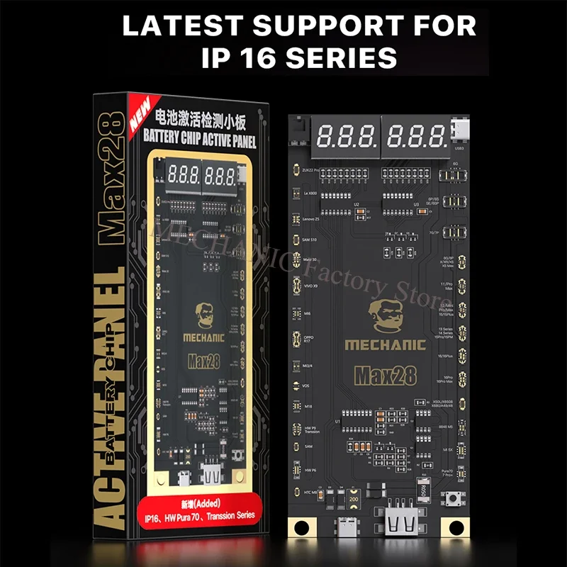 Mechanic Max28 Battery One-click Activation Detection Board for IPhone 6-16ProMax Circuit Inspection Charging Tester Repair Tool