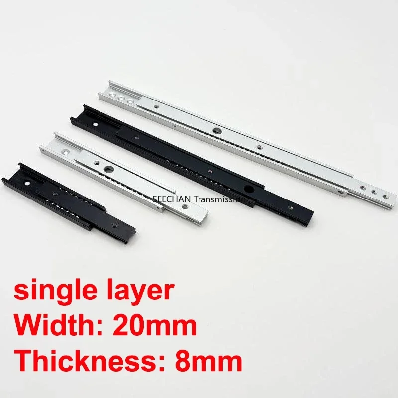 20mm Wide 2-Section/3-Section Aluminum Alloy Linear Sliding Rail Keyboard Holder Light Load Mechanical Equipment Guide Rail