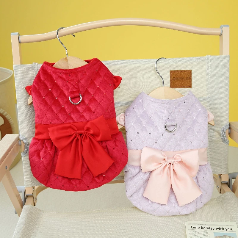 ملابس الحيوانات الأليفة الخريف/الشتاء جديد لطيف القط الملابس الحلو تنورة قطنية تيدي بير كلب صغير ملابس قطنية تشيهواهوا مستلزمات الحيوانات الأليفة #5