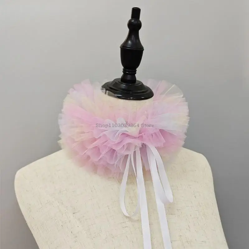 Bunte Mesh Rüsche abnehmbare falsche Kragen Renaissances Hals -Ruff -Wickel