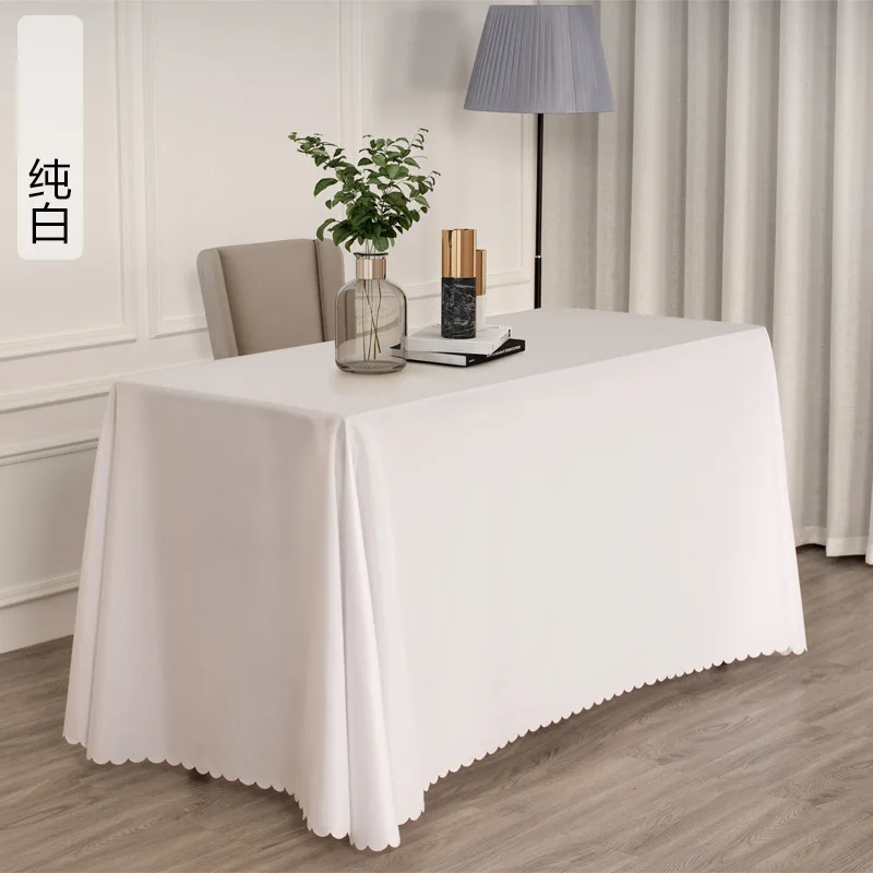 

F151 Conference room tablecloth solid color hotel exhibition long table white tablecloth rectangular tablecloth