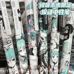 6 szt. Hatsune Miku śliczny długopis żelowy węgielna czerń z kreskówek 0.5mm szybki egzamin z prasą maszynową prezent biurowy przybory szkolne