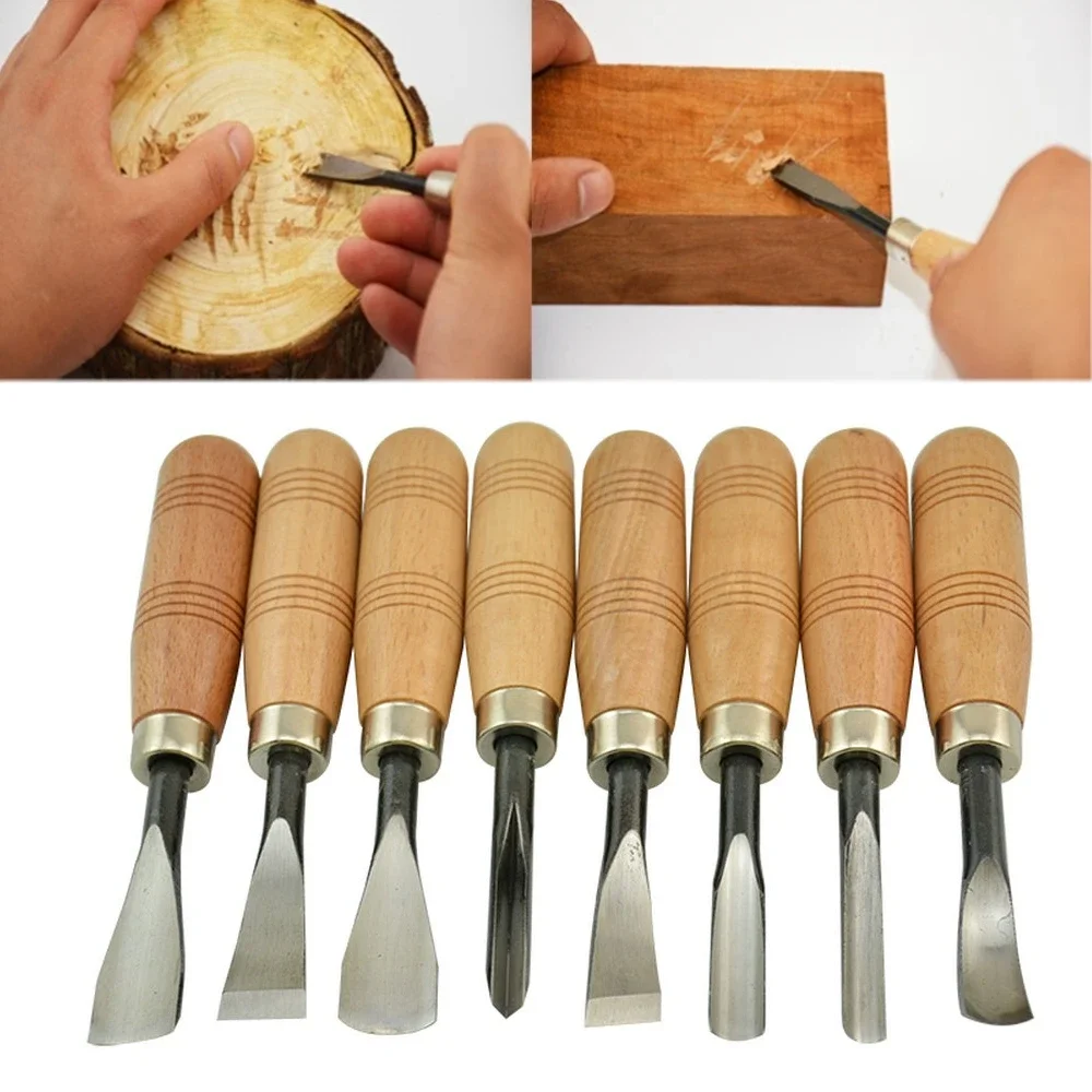 

8pcs/Set Hand Wood Carving Chisels Knife Tool for Basic Woodcut Working Clay Wax DIY Tools and Detailed Woodworking Hand Tools