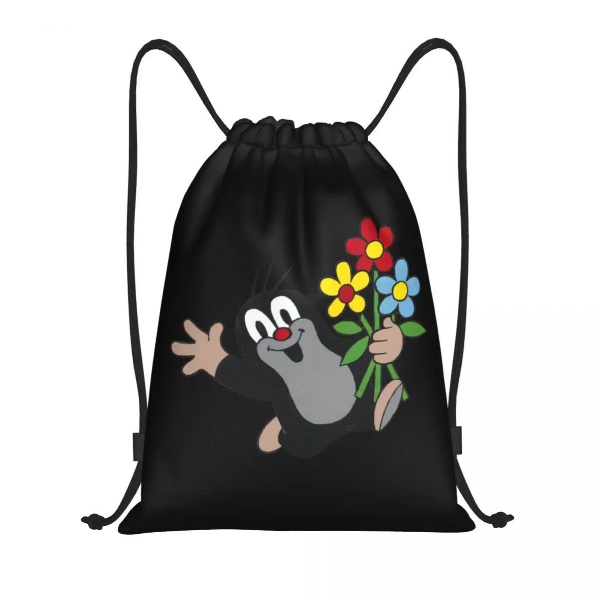 Happy Mole Drawstring Backpack Sports Gym Bag for Men Women Cartoon Krtek Little Maulwurf Shopping Sackpack