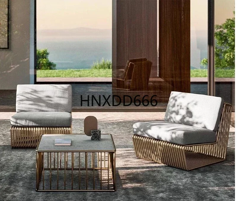 Outdoor courtyard stainless steel sofa rain and sun protection leisure combination