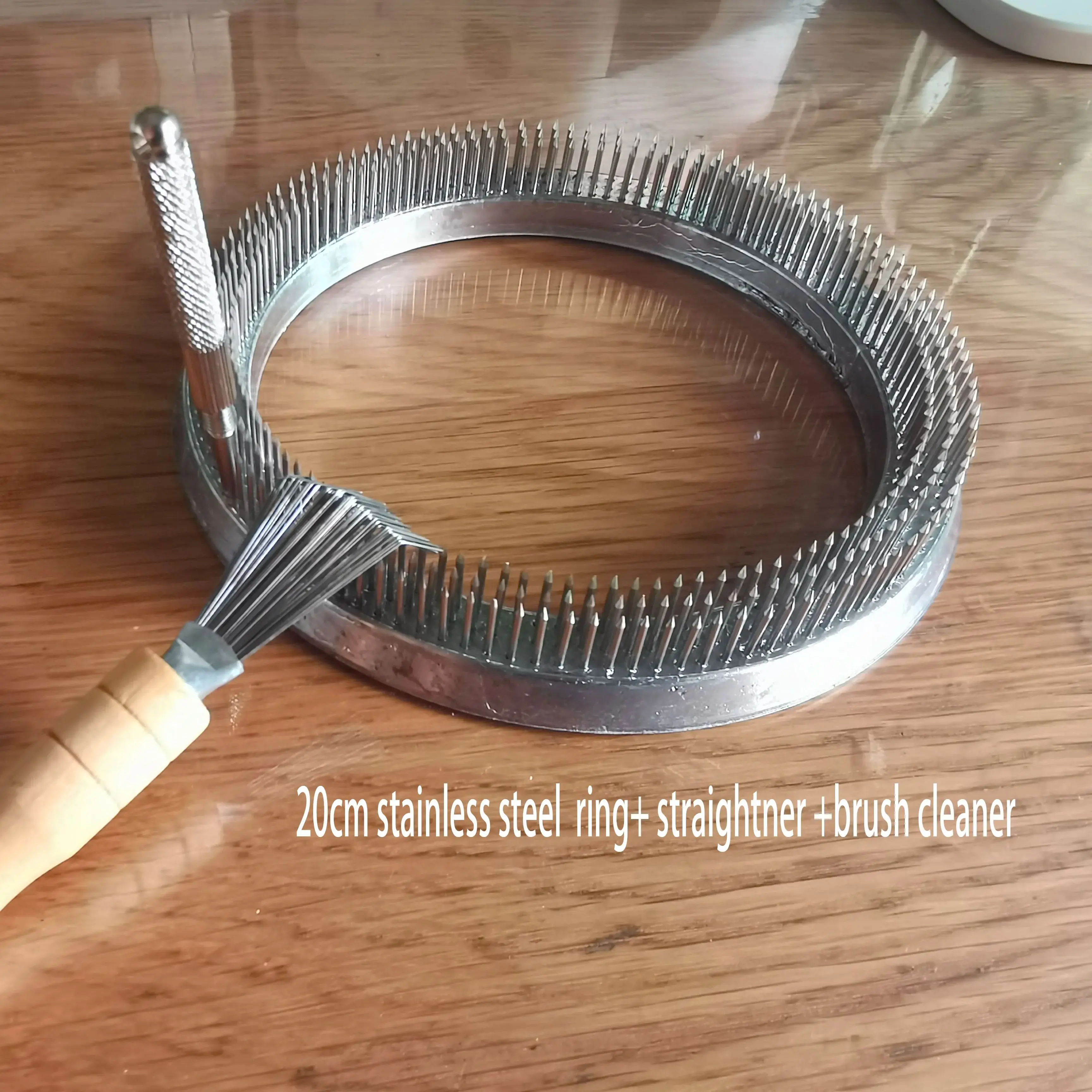 Japanese Flower Round Kenzan Ring With Straightner Brusher Cleaner