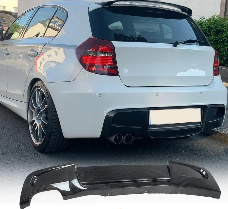 For BMW E87 Mtech M Package Bumpers 2007-2010 Carbon Rear Diffuser Spoiler Lip view 2