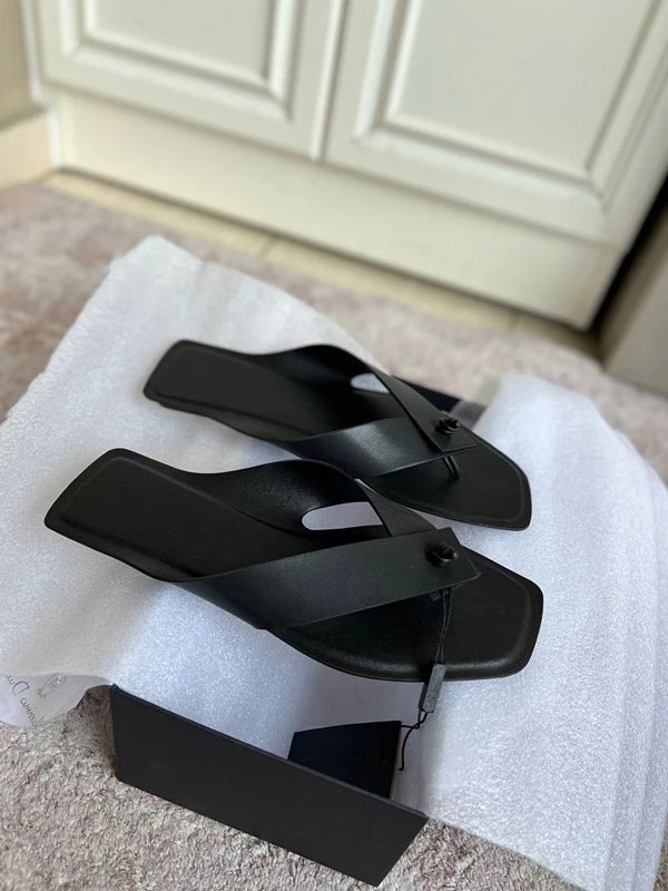 Dave&Di French Shoes Women's Office Ladies Fashionable Elegant Leather Slippers Casual Flip Flops For Summer