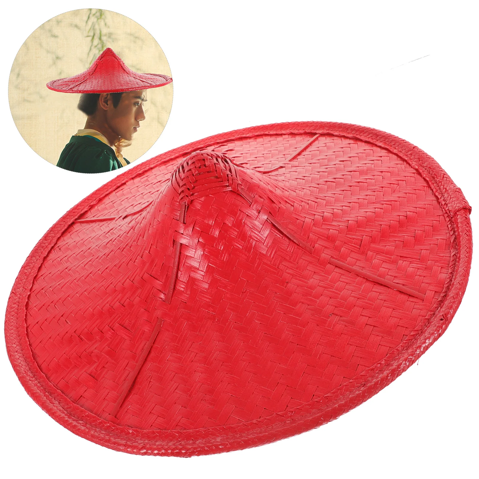 Straw Sun Hats for Men Chivalrous Caps Rice Farmer Bamboo Weaving Asian Conical Child