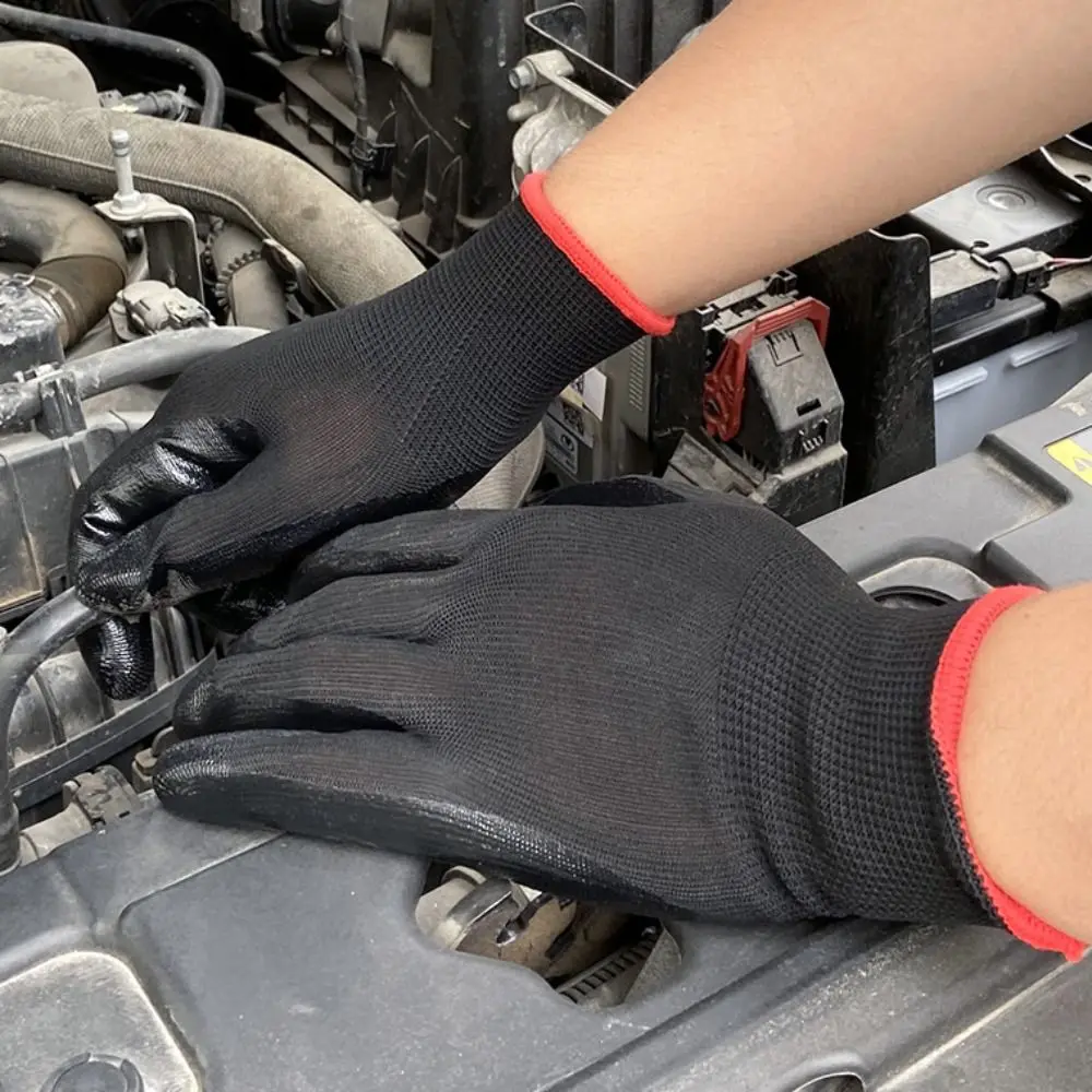 

12pairs Breathable Safety Work Gloves Flexible Durable PU Coated Gloves Excellent Grip Corrosion-Resistant Non-Slip Gloves
