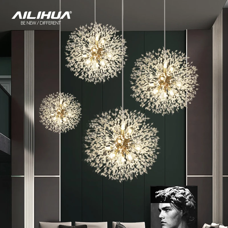 

Light luxury chandelier restaurant lamp art creative personality lighting net celebrity bedroom living room bar dandelion Nordic