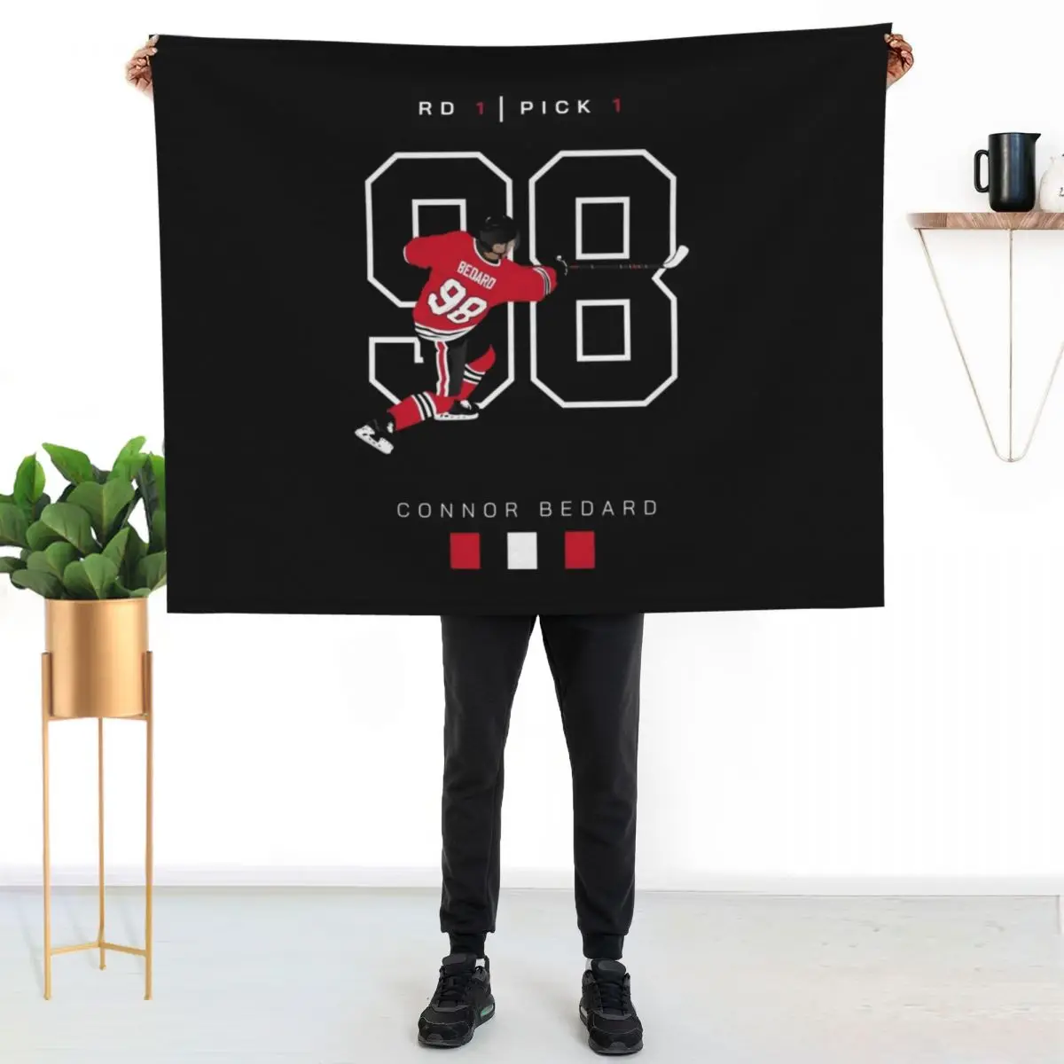 Bedard Number 1 Draft Pick Artwork Throw Blanket halloween Soft Big Moving for sofa Nap Blankets For Baby Blankets