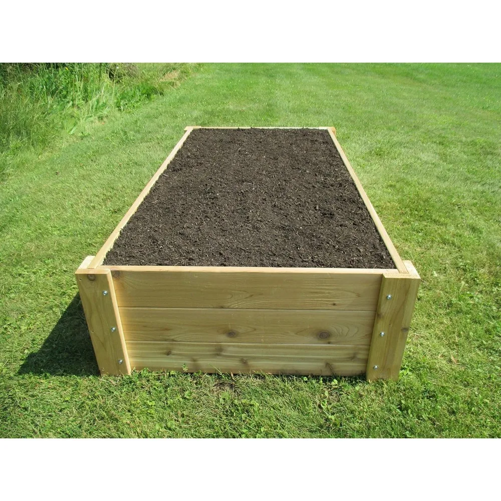 Natural Cedar Garden Kit, 1″ thick deck boards combined with strong joint design will not bow under the weight of wet soil