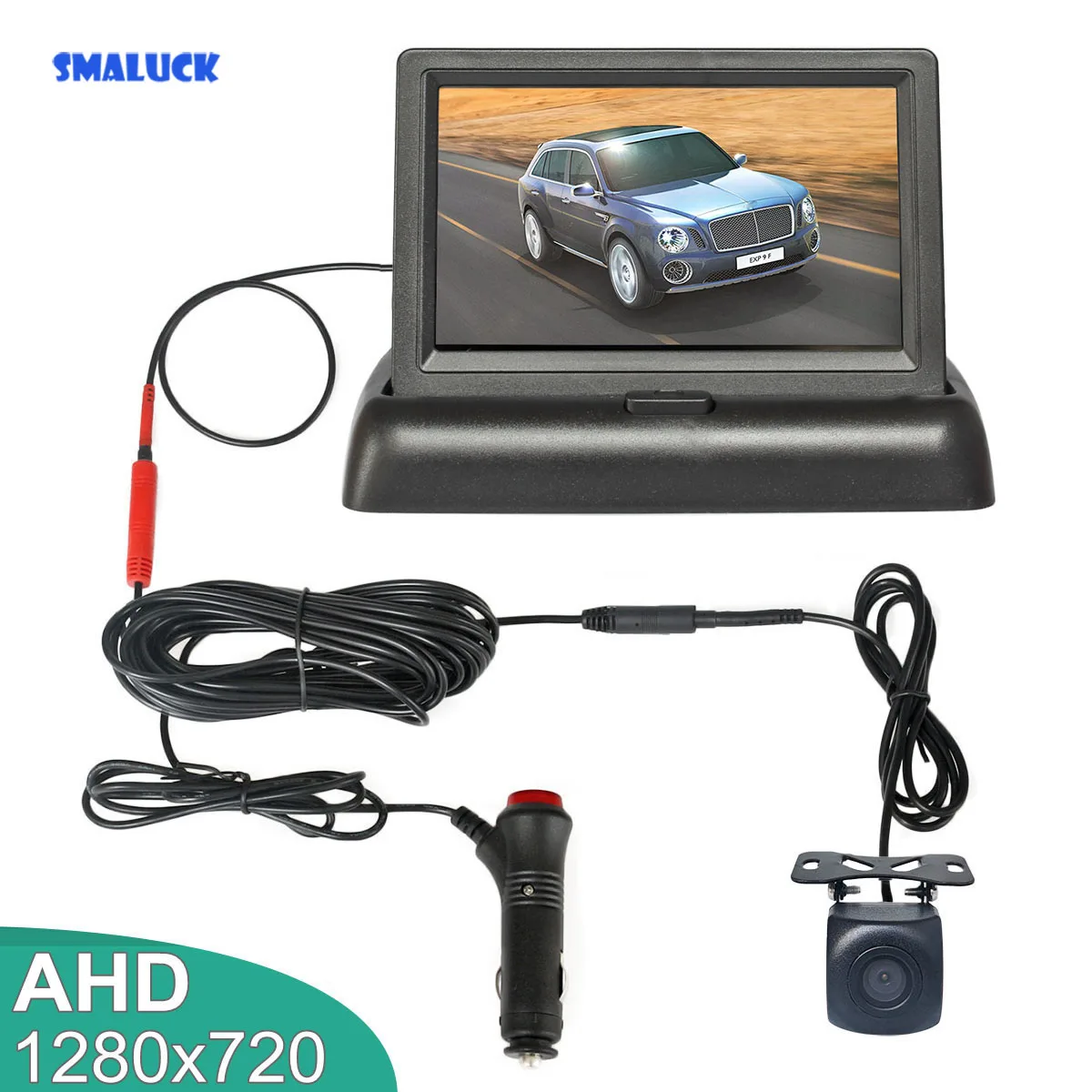 

SMALUCK 4.3inch AHD 800x480 Foldabel Car Monitor 1280*720 HD Starlight Night Vision Backup Car Camera Vehicle Reverse