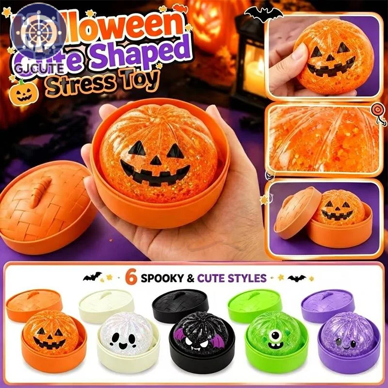 Glitter Halloween Ghost Dumplings Squeezable Soft Slow Rebound Resilience Decompression With Steamer Stuffed Shark Bun Gift