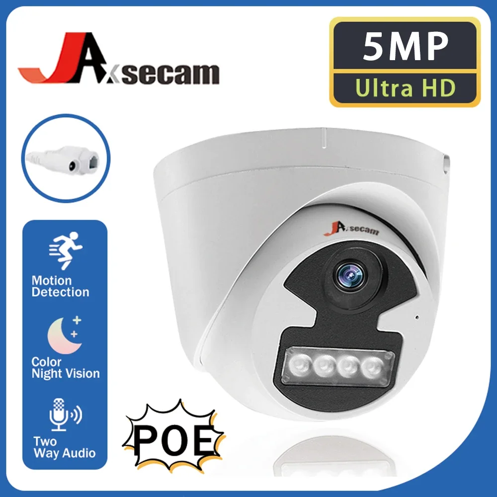 

5MP Security POE Camera Dome Indoor Outdoor IP Camera Motion Detect Audio Video Network Surveillance Weatherproof Camera For NVR