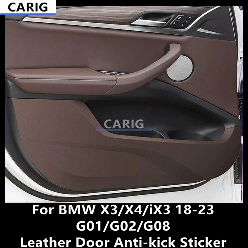 For BMW X3/X4/iX3 18-23 G01G02G08 Leather Door Anti-kick Sticker Modified Car Interior Protection Modification Accessories Refit