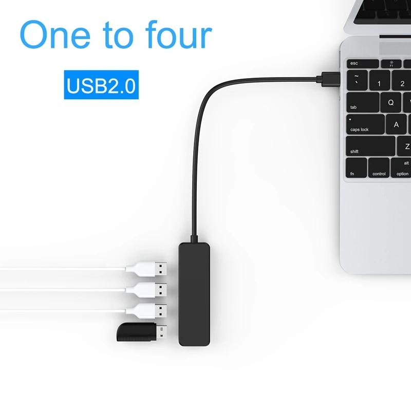 2Pcs Ultra Slim USB Hub 4-Port USB 2.0 Hub White & Black