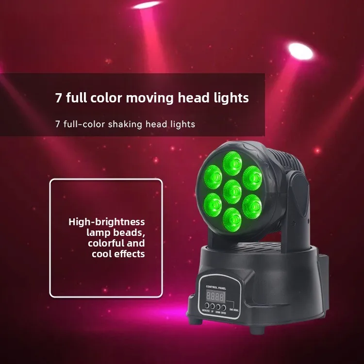 

7 full-color moving head lights Par lights 4-in-1 dyeing lights Colorful remote control stage Bar ambient beams of