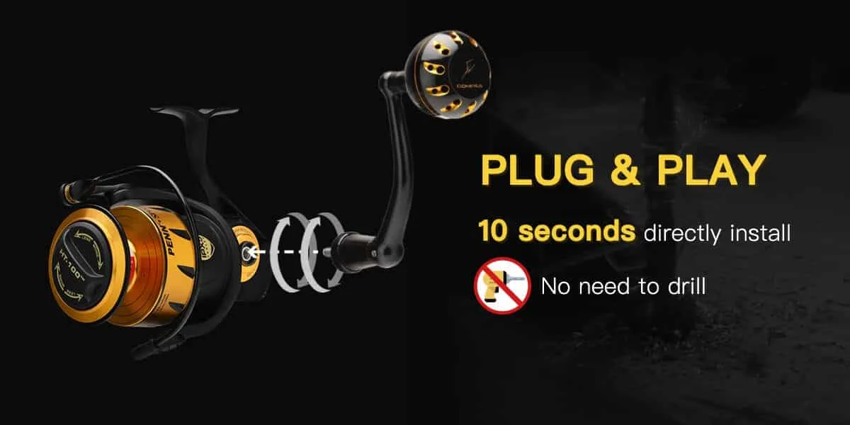 GOMEXUS Power-Griff für Penn Spinfisher VI VII Slammer III IV (Achten Sie auf Ihr Rollenmodell, nicht für alle Spinfisher Long Cast/V). – Detail 4