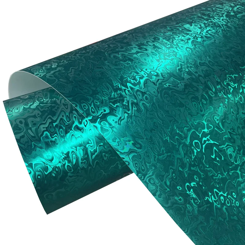 Premium PET Cosmic Ghost Textured Chrome Satin Teal Vinyl Wrap Film DIY Self Adhesive Decal Car Wrapping Foil