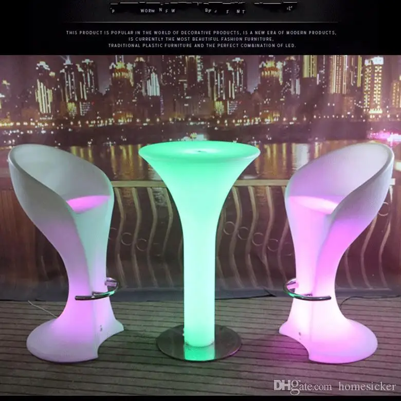 Led Plastic Bar Chair Stool Lighting Table Chair Multi Color Changing Luminous Table Chair Wedding Decor