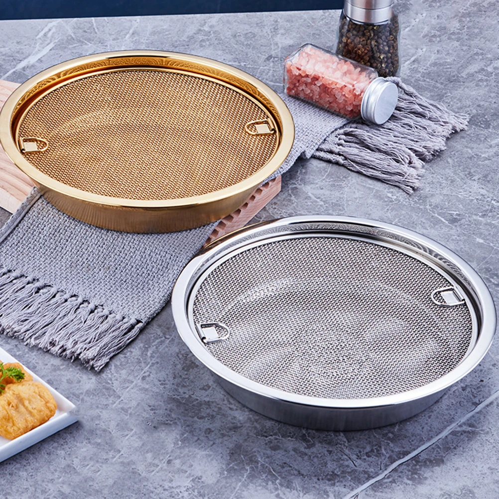 

Stainless Steel Drain Mesh Rack Oil Water Strainer Tool Kitchen Baking Sheet Cooling Drip Tray Vegetable Fruit Bowl Drying Rack