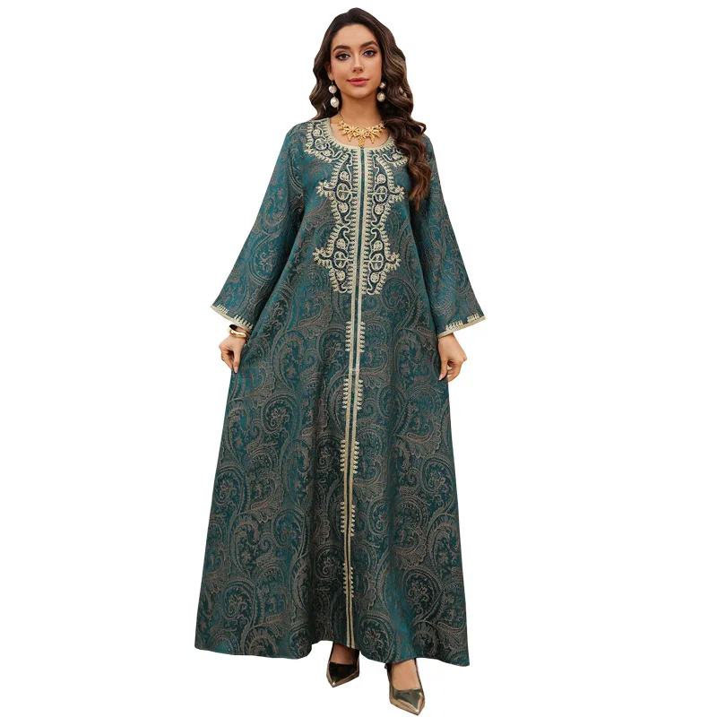 

Exquisite Kaftan Embroidered Hand-Beaded Jacquard Kaftan Evening Formal-Occasion Modest Kaftan MiddleEastern Muslim Elegant