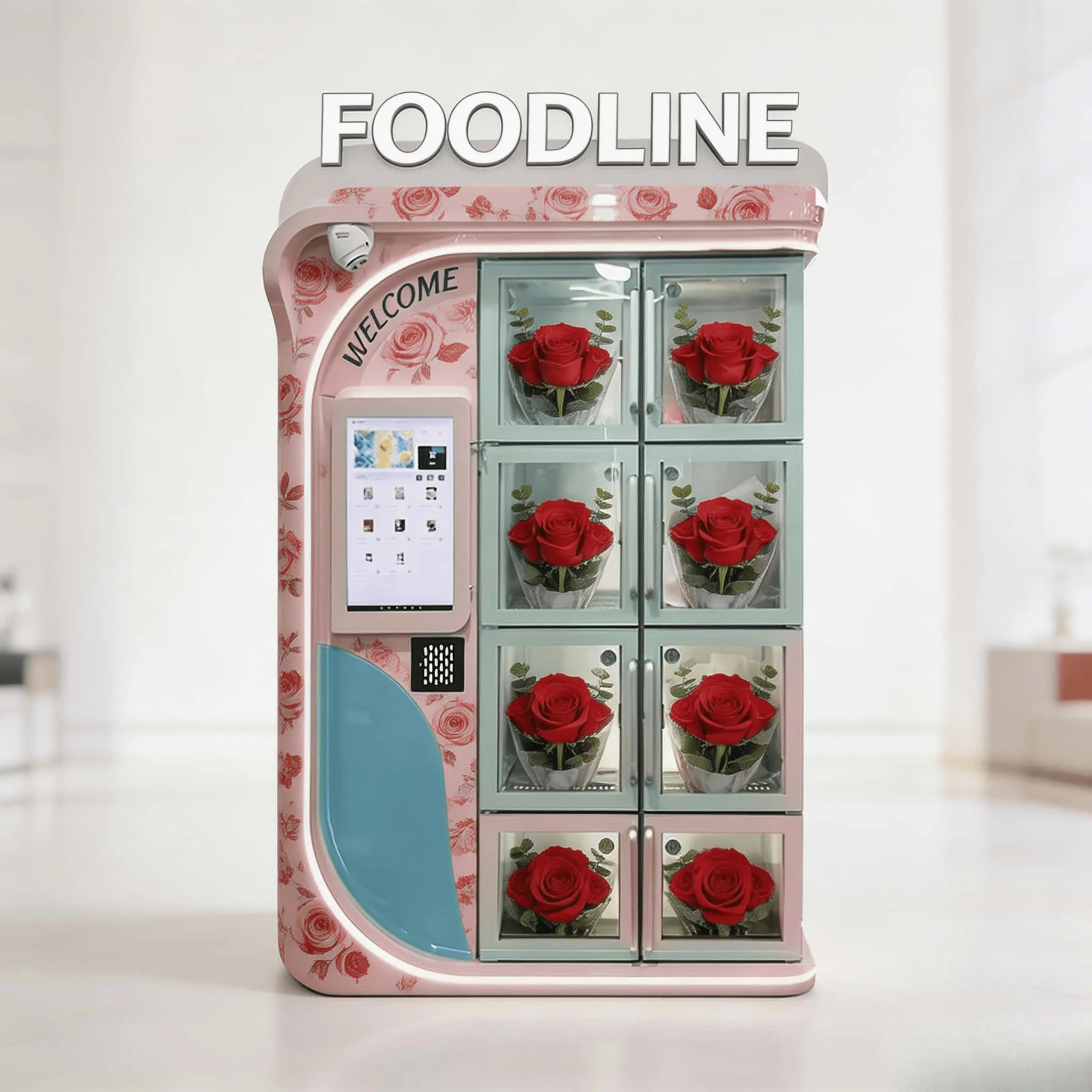 FOODLINE Shopping Mall Flower Vending Cabinet Elegant Appearance Constant Cooling Intelligent Bouquet Self Service Equipment