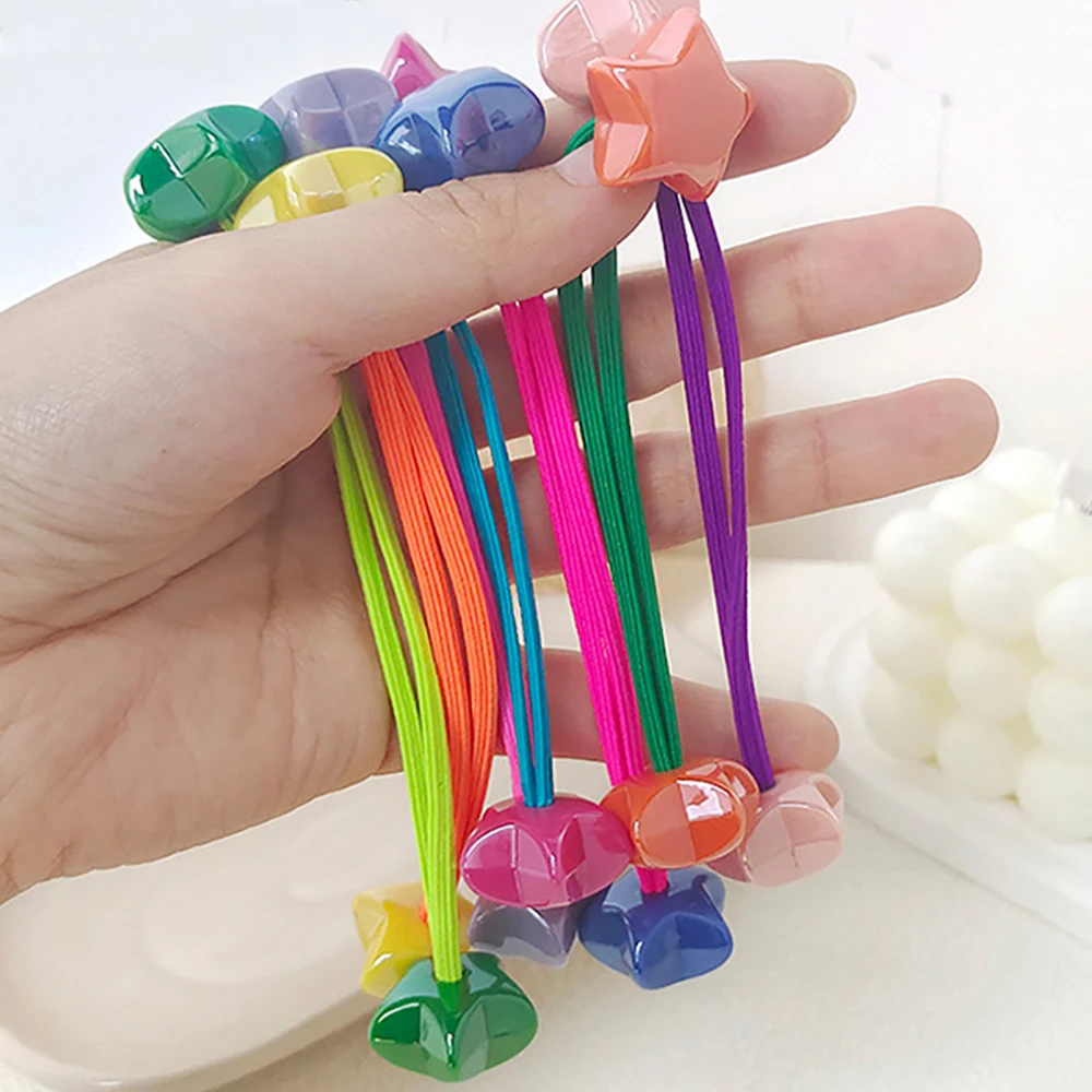 Star Bead Hair Ties Charm Ball Double Rubber Twin Bead Hair Rope Girls Cute Pom Holder Elastic Hair Bands Headwear Headband