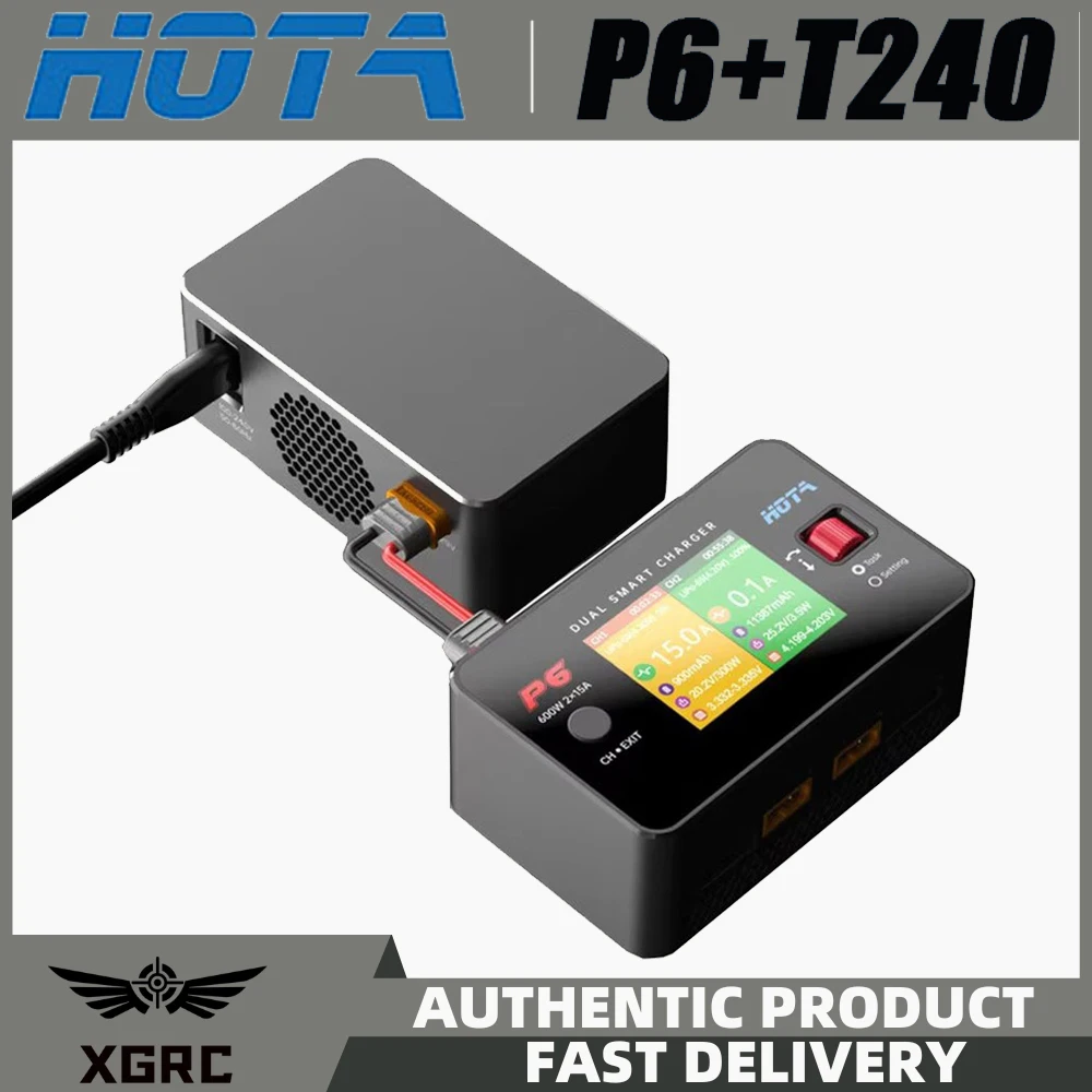 HOTA P6 T240 AC240W DC 600W 15AX2 DC Dual Channel Smart Charger with Mobile Service Charging for Lipo 1~6S LiIon NiMH Battery