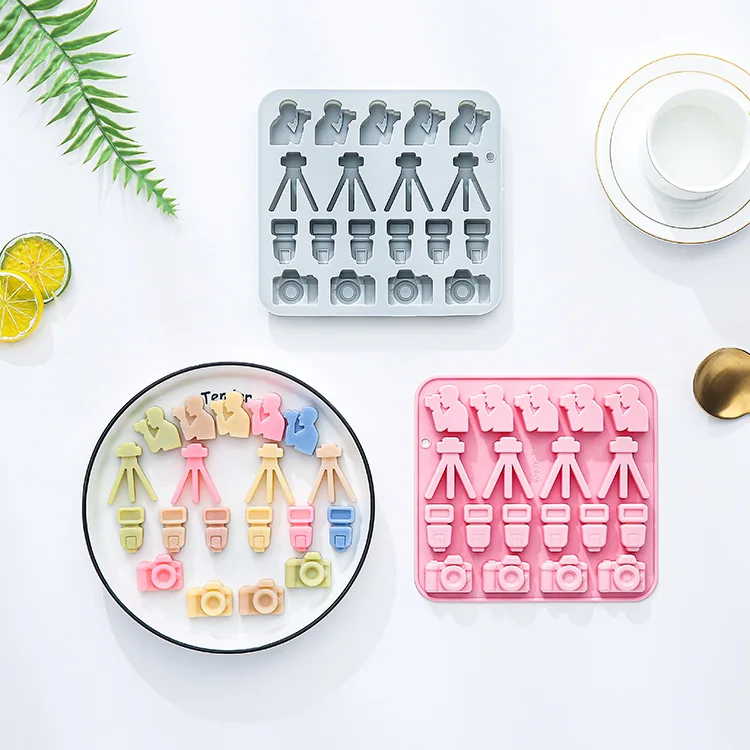 

19-hole Photography Theme Silicone Mold Camera Fondant Candy Chocolate Mould Dessert Epoxy Fudge Jelly Cake Mold Baking Tools
