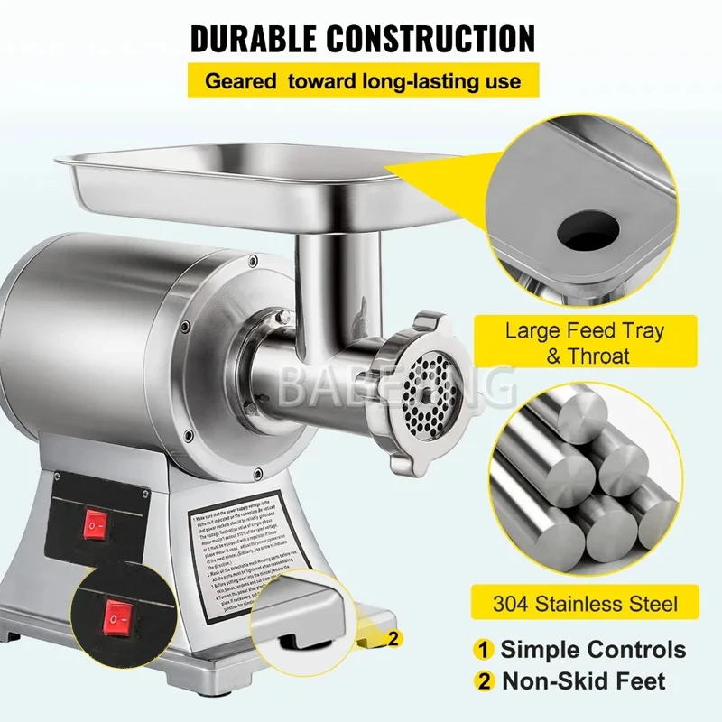 Elektrischer kommerzieller Fleischwolf, elektrischer Wurstfüller für kleine Küche, Lebensmittelverarbeitungsmaschine