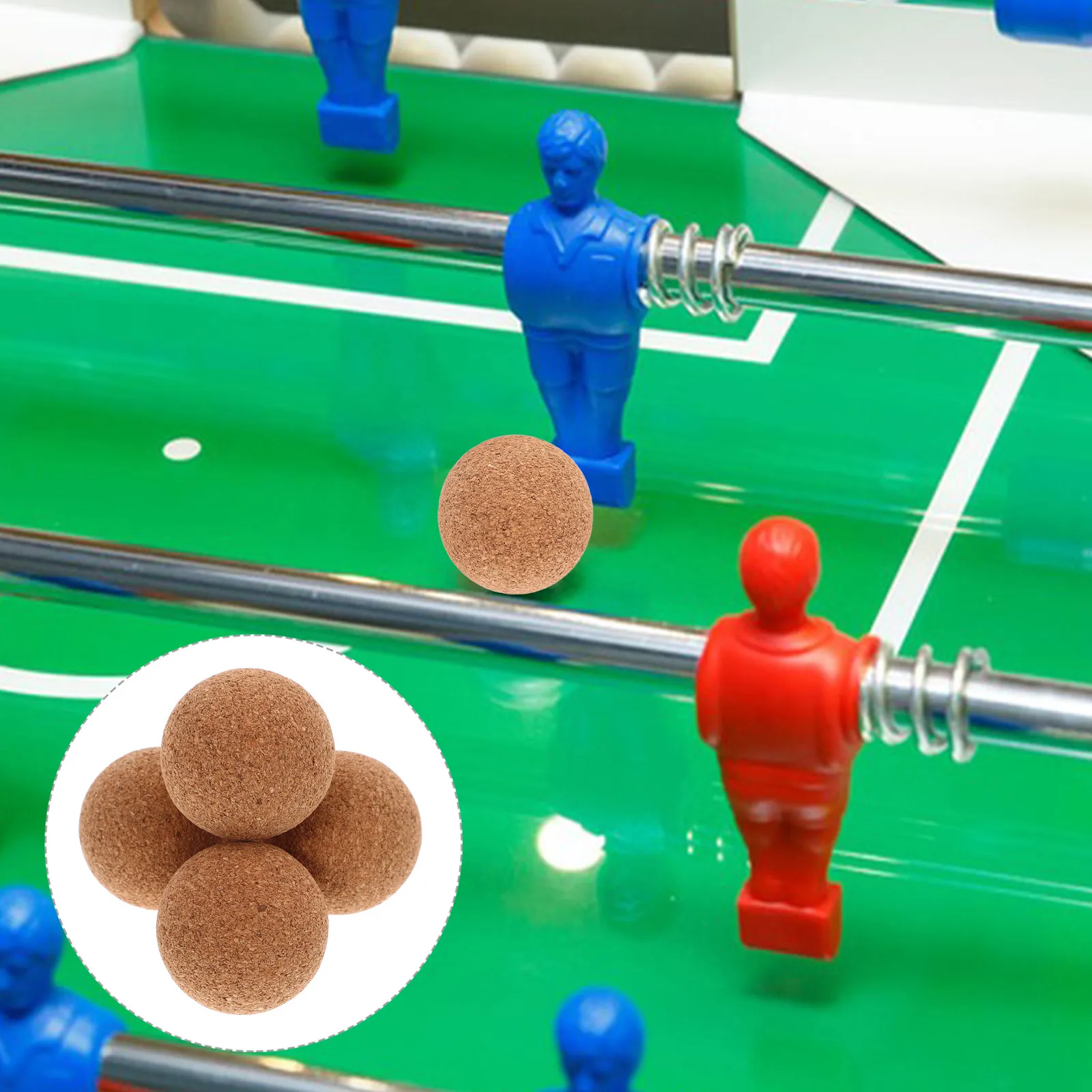

4Pcs Miniature Cork Foosball Ball Wooden Table Football Accessories Smooth Surface Replacement Parts Table Football Shafts